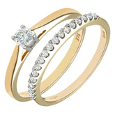 0.34ct Round Diamond Claw Set Engagement and Eternity Ring Set in UK Hallmarked 9ct Yellow Gold